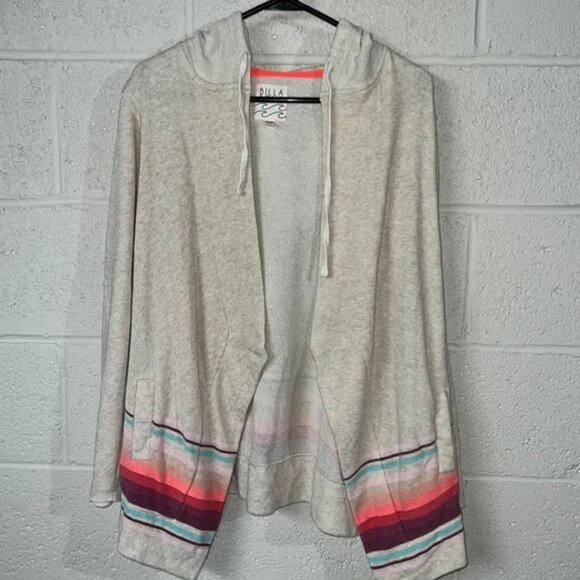 Billabong Striped Open-Front Hooded Cardigan Sweatshirt S/P - Picture 1 of 7